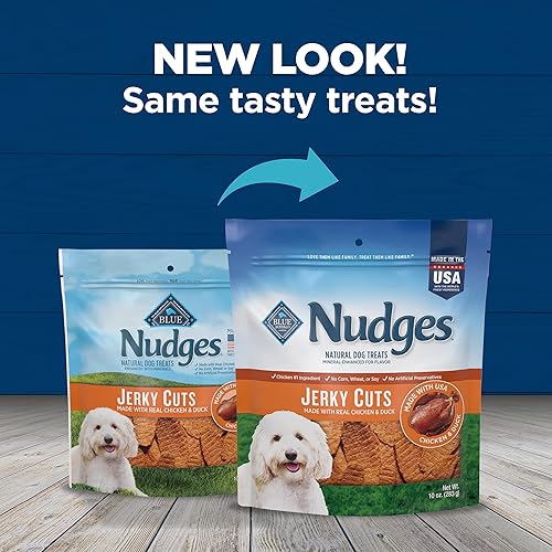 Miniatura 10 de Blue Buffalo Nudges Jerky Cuts - Golosinas naturales para perros, pato, 10 onzas