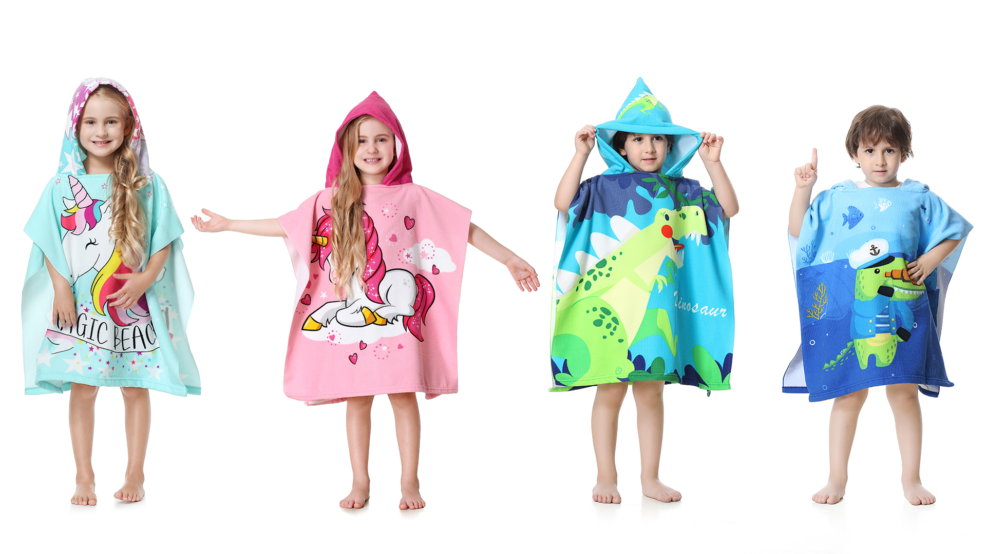 Morbuy Kinder Badeponcho Mit Kapuze - Mikrofaser Schnelltrocknend Tie-Dye