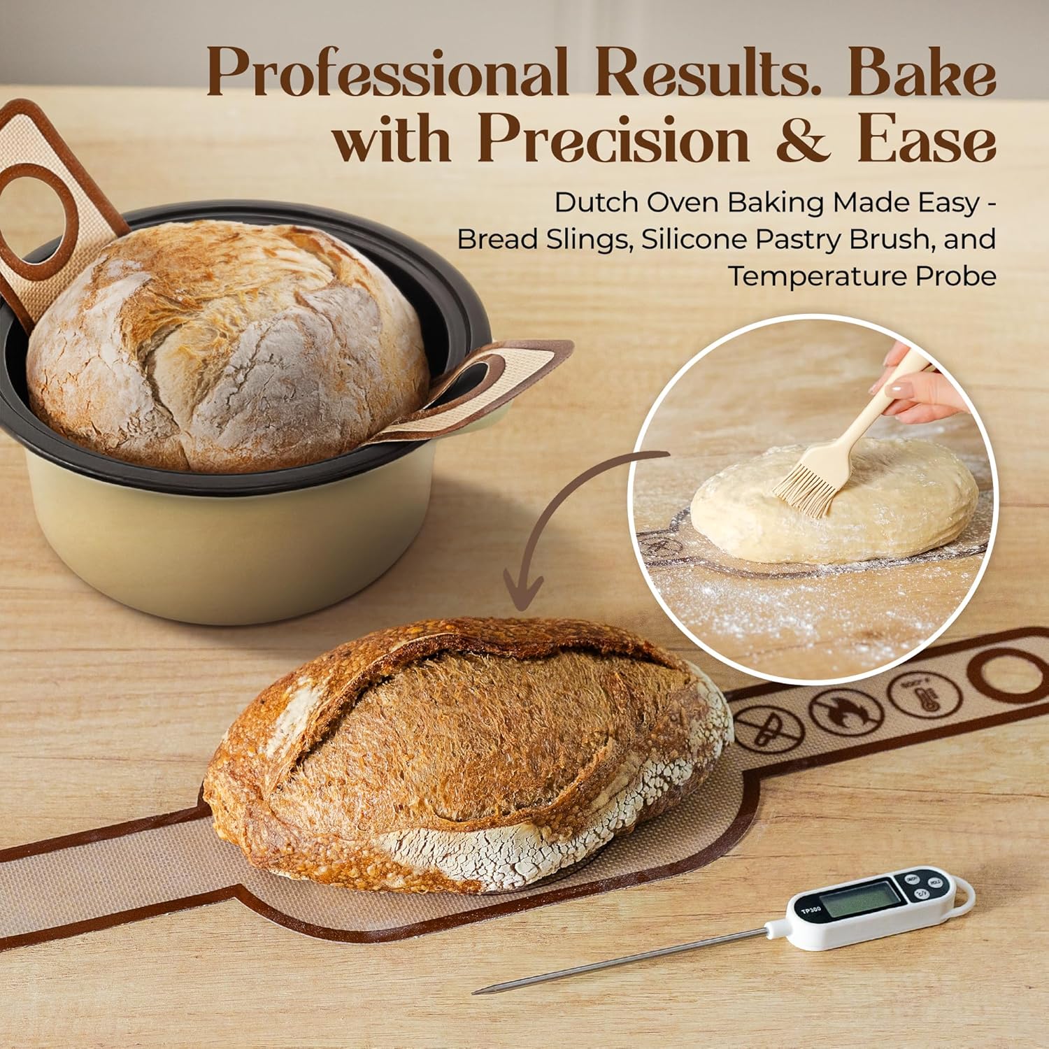 Sourdough Starter Kit with Dutch Oven and Scale - Complete Sourdough Kit with Proofing Baskets, 34oz Jar, Slings, and Other Premium Bread Making Tools - Perfect Baking Gifts for Women, Men, and Bakers - Image 6