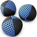 speevers Juggling Balls for Beginners and Professionals Set of 3, 14 Colors Available, 2 Layers of Net and Carry Case, Xballs Juggling Balls (Black - Blue, 3.9 oz)