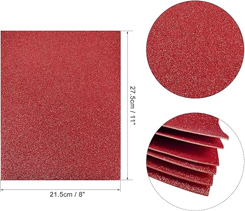 Miniatura 2 de uxcell Hojas de espuma EVA con purpurina roja, 11 x 8 pulgadas, 0.079 in de grosor para manualidades, proyectos de bricolaje, 24 unidades
