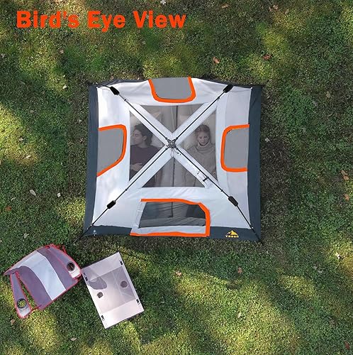 Miniatura 8 de Tienda de campaña para 34 personas con 1 puerta, 4 ventanas y ventilación mejorada, instalación instantánea, impermeable, 8 x 8 x 67 pulgadas, tela