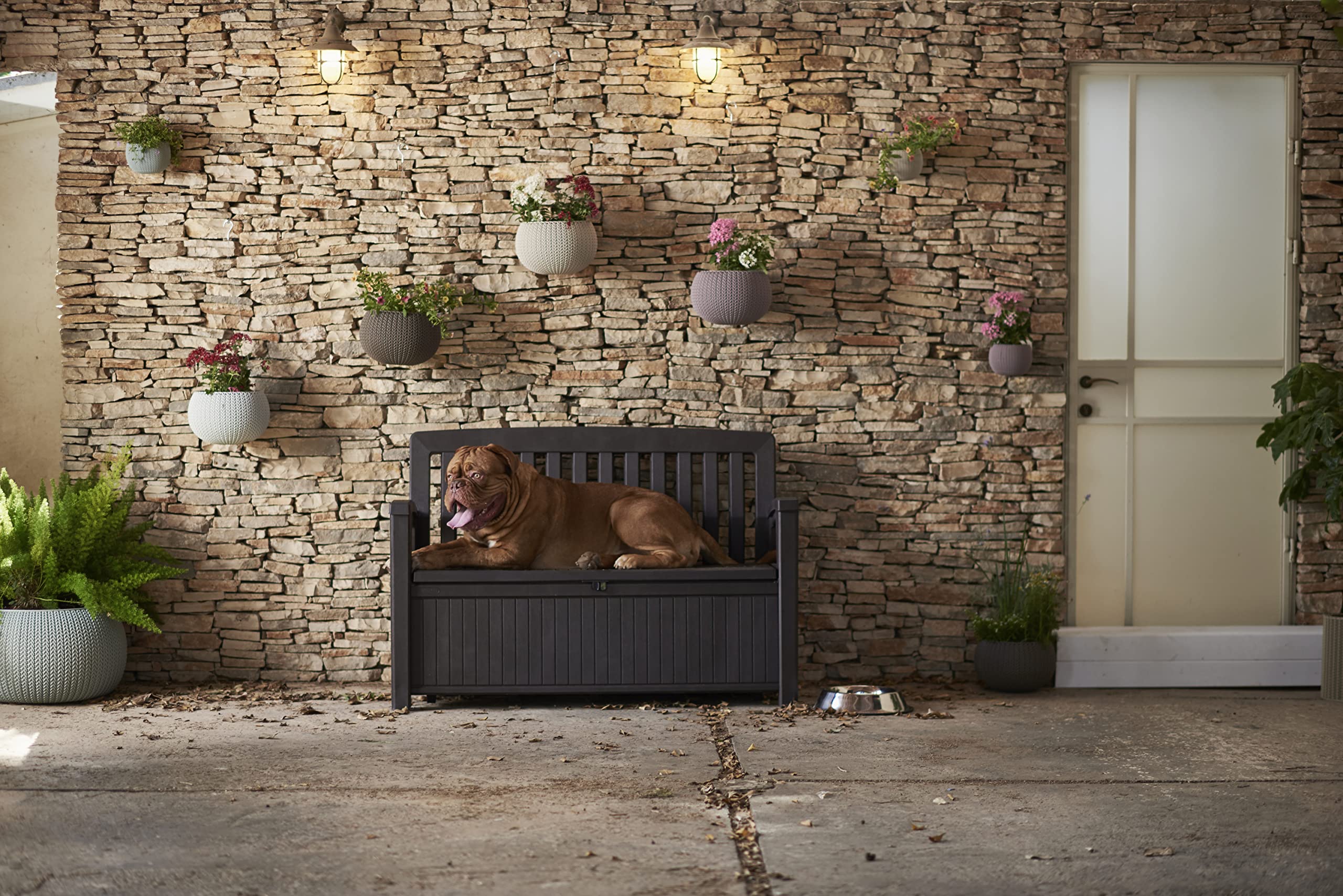 Keter Kissenbox, regenfest, Gartenkissenbox Patio Bank, Espresso braun, 138,6 x 63,5 x 88 cm, 227 L, Kissenbox wetterfest