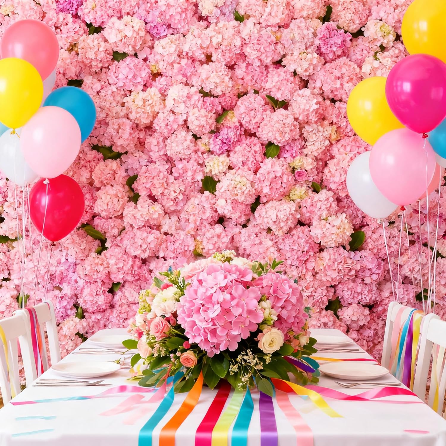 100PCS Artificial Hydrangea Flowers, Fake Flowers Silk Hydrangea Full Flowers Heads with Stems for Wedding Home Party Shop Baby Shower Decor (Bubble Pink)