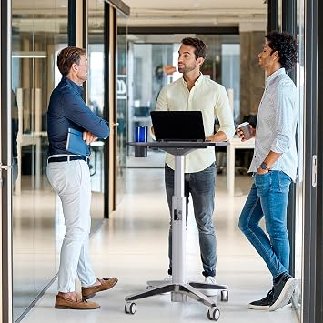 Ergotron LearnFit Mobile Standing Desk, Adjustable Height Small Rolling Laptop Computer Sit Stand Desk with Wheels for Classroom, Office, Medical or Home Use Adjusts from 33 to 49 Inches Grey