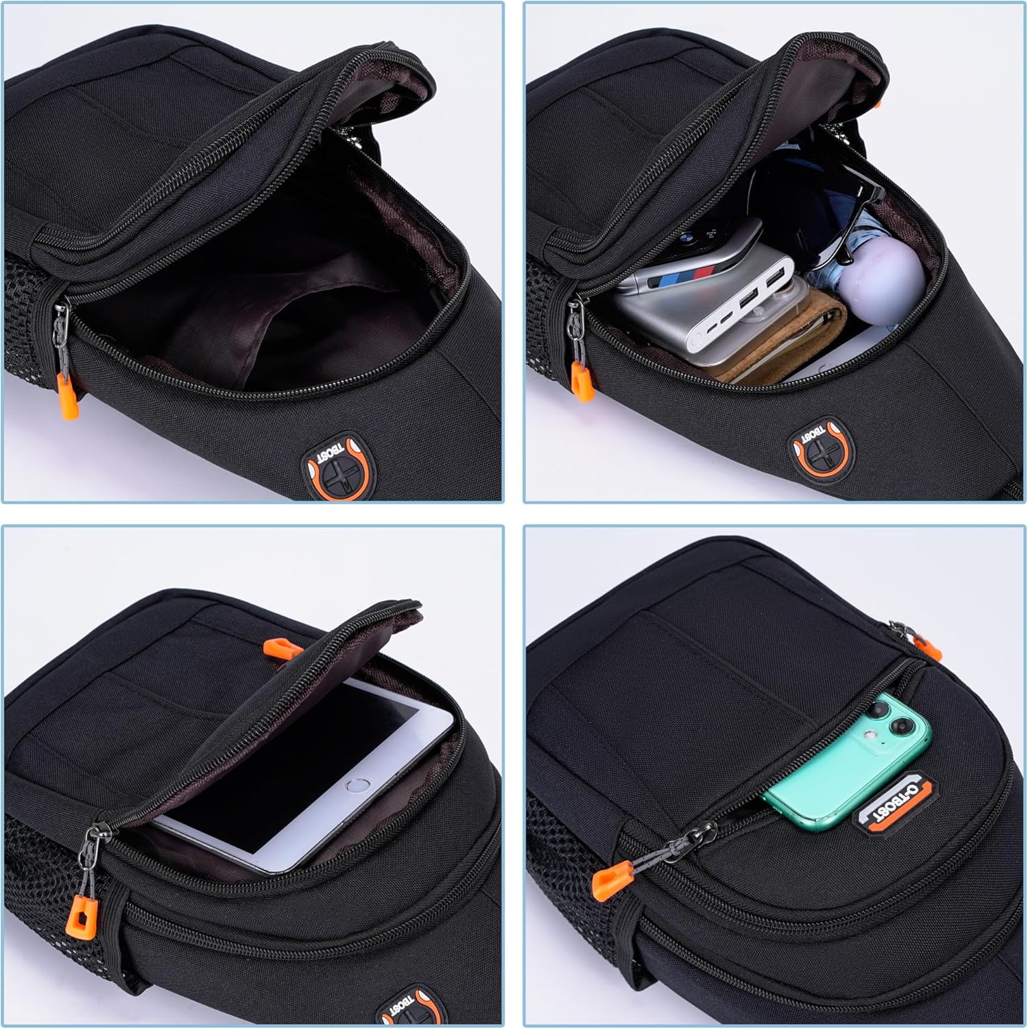 Small Sling Bags for Women Crossbody Backpack Multi-Pocket Adjustable Strap Daypack for Outdoors Hiking Traveling (black) - Image 5