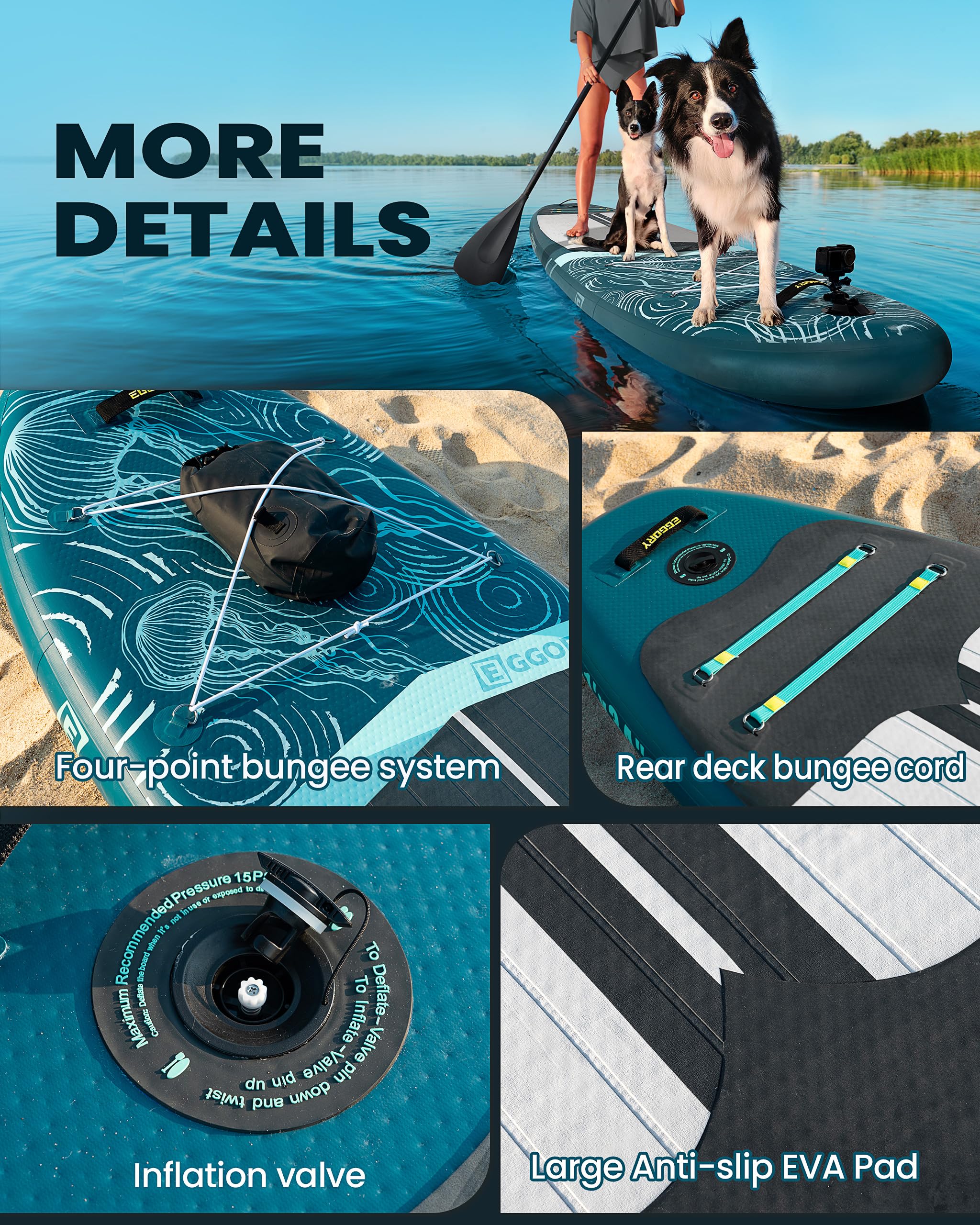 Tabla de Remo Inflable, Tabla de Surf de Remo Extra Ancha, Tabla de Surf con Aleta extraíble, Remo Flotante, Bomba de Mano, Bolsa Impermeable, Tabla de Viaje