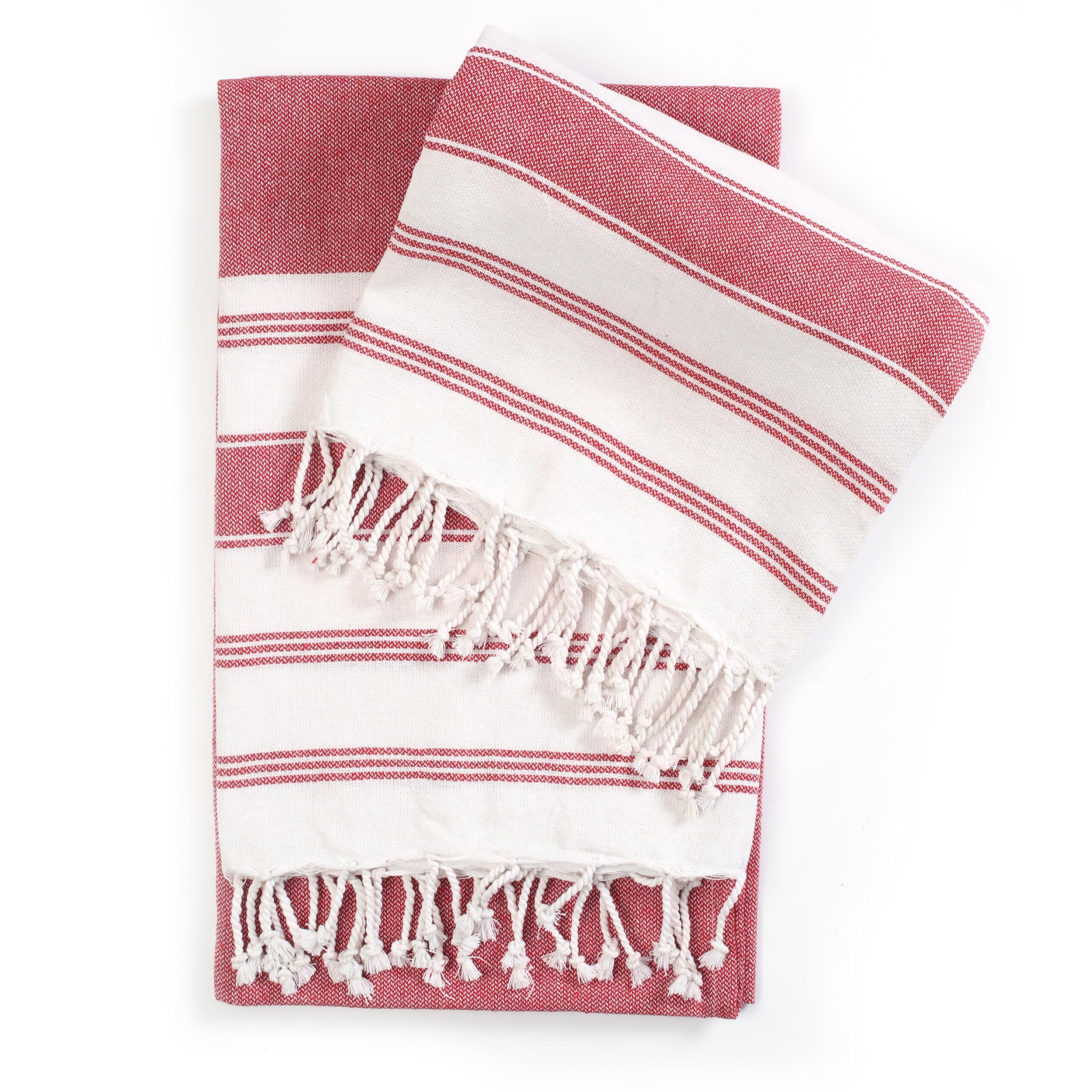 Goroly Home Cotton Turkish Peshtemal Beach Towel, Extra Large, Thin Quick Dry Sand Free Pool & Swim Towel, Bathing Blanket, Travel Essentials, (Red, 36x71 Inches)