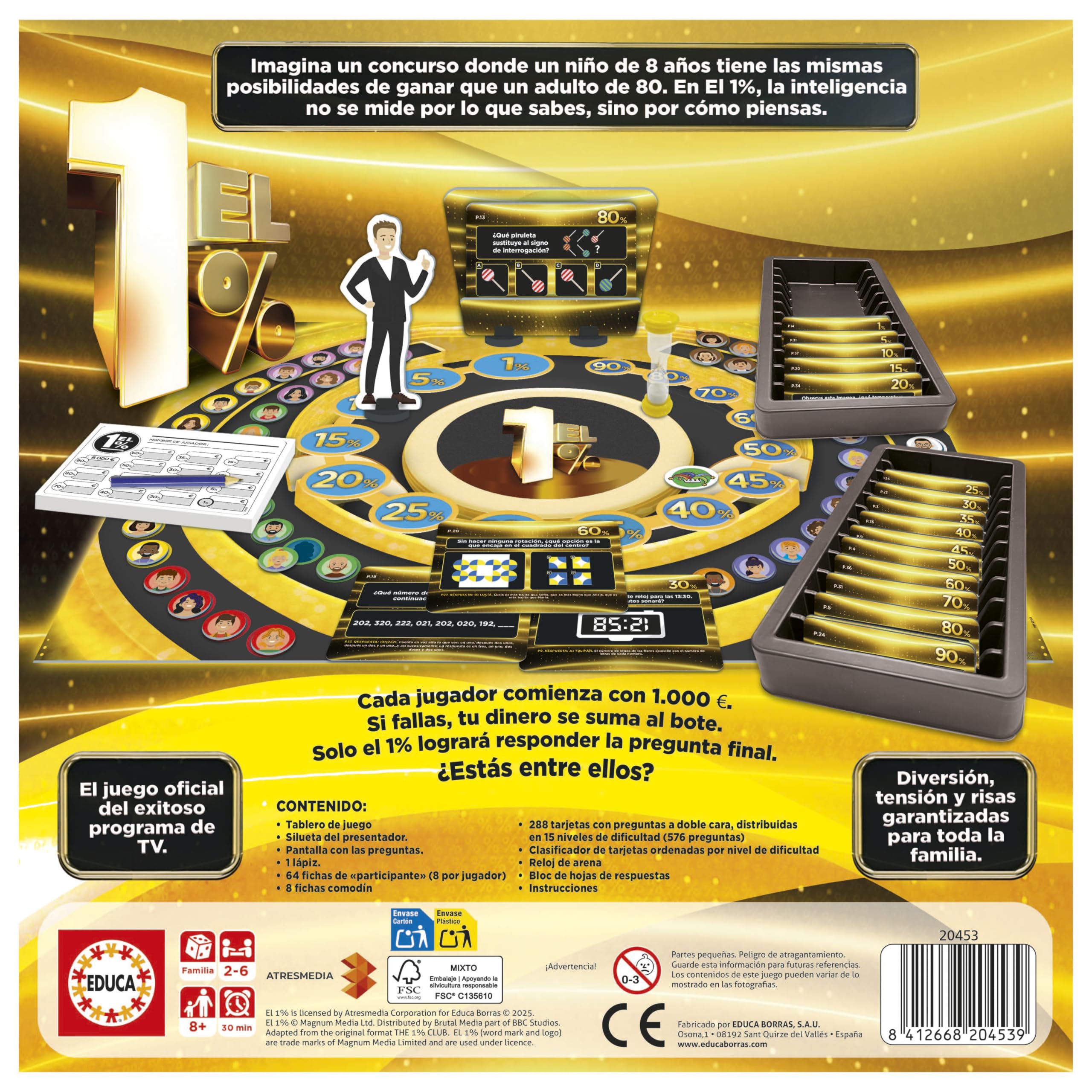 Educa 20453 - Jeu de société Amusant pour Famille et Amis - Cadeau pour Adultes basé sur Le Programme de télévision - À partir de 8 Ans