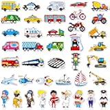 40 PCS Vehicle Magnets, Vehicles and Professions Fridge Magnets for Kids-Common Vehicles, Airplane, Boat & Occupations-Magnetic Transport Refrigerator Decors Educational Learning Toys for Toddlers