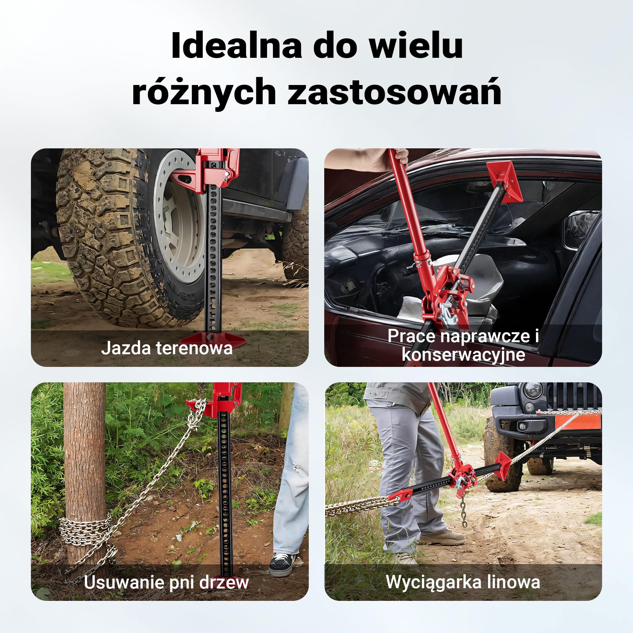 Wiltec Podnośnik farmerski 36" do 3000 kg udżwigu i maks. 76 cm wysokości podnoszenia, podnośnik terenowy do samochodów