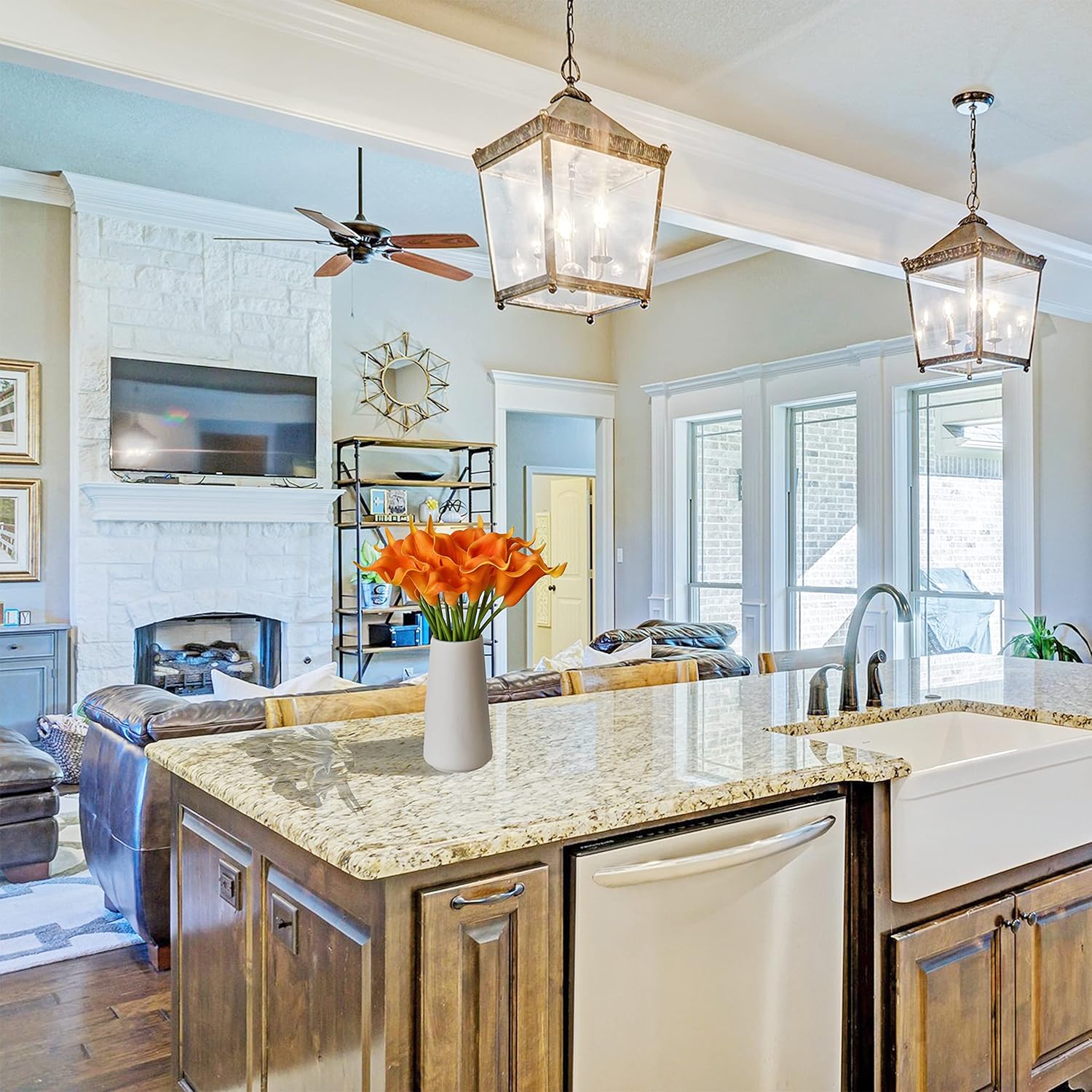 Mandy's PU Orange Calla Lily Artificial Flowers 20 Stems 13.5in Faux Realistic Centerpiece for Valentine's Day and Easter Decorations DIY Bridal Bouquet Home Décor - Image 5