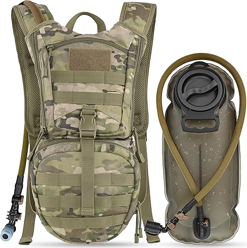 Miniatura 10 de MARCHWAY Mochila táctica de hidratación Molle con bolsa de agua de TPU de 3 litros, mochila militar para ciclismo, senderismo, correr, escalada,