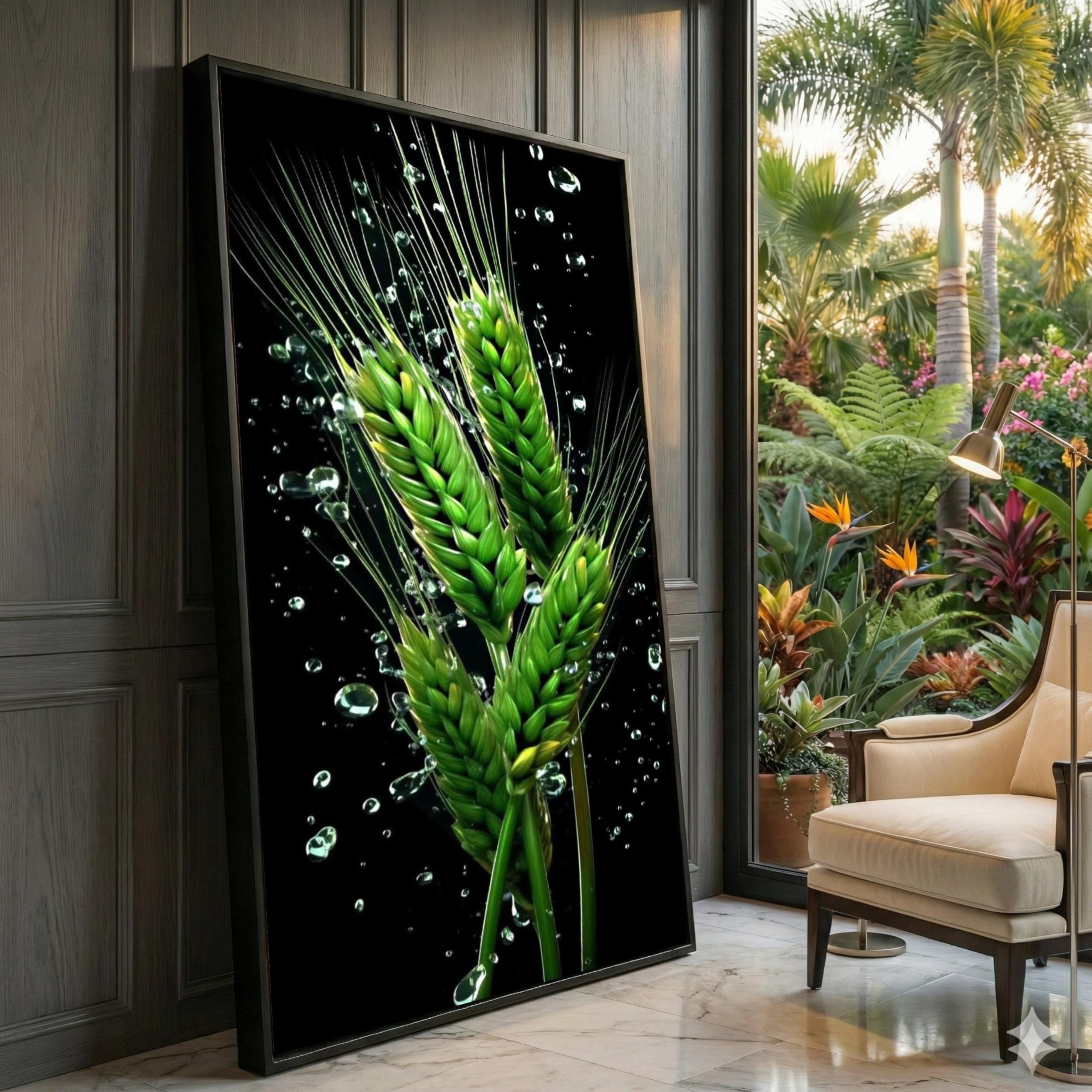 Tableau macro blé vert toile botanique haut de gamme 40x70cm - 8