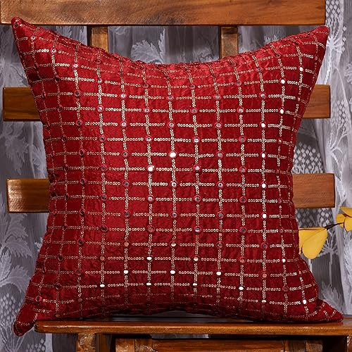 Miniatura 9 de SCARLETT LINENS Juego de 2 fundas de almohada de Navidad color gris, fundas de almohada plateadas de 12 x 12 pulgadas, almohadas plateadas para