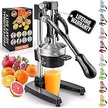 Zulay Kitchen Cast-Iron Orange Juice Squeezer - Easy-to-Clean, Heavy-Duty, Professional Citrus Juicer - Stainless Steel Lemon Squeezer - Manual Citrus Press &amp; Orange Squeezer - Orange Juicer (Black)