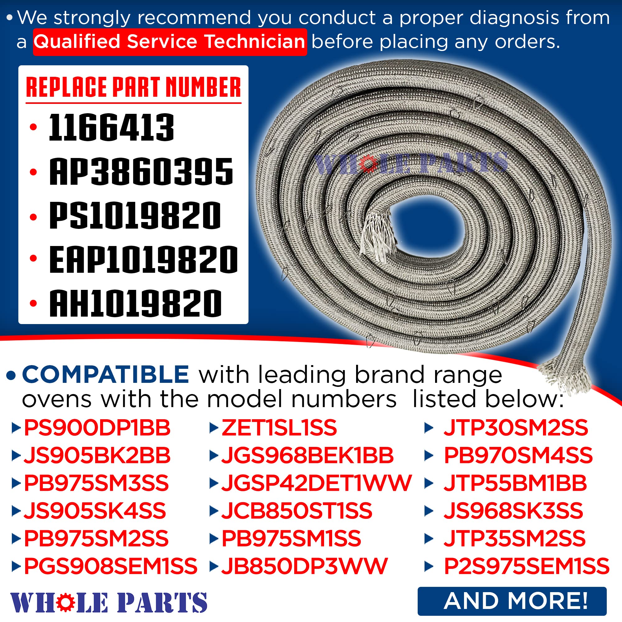 Exact Replacement Oven Door Gasket For GE Range - Model WB04T10022 Seal