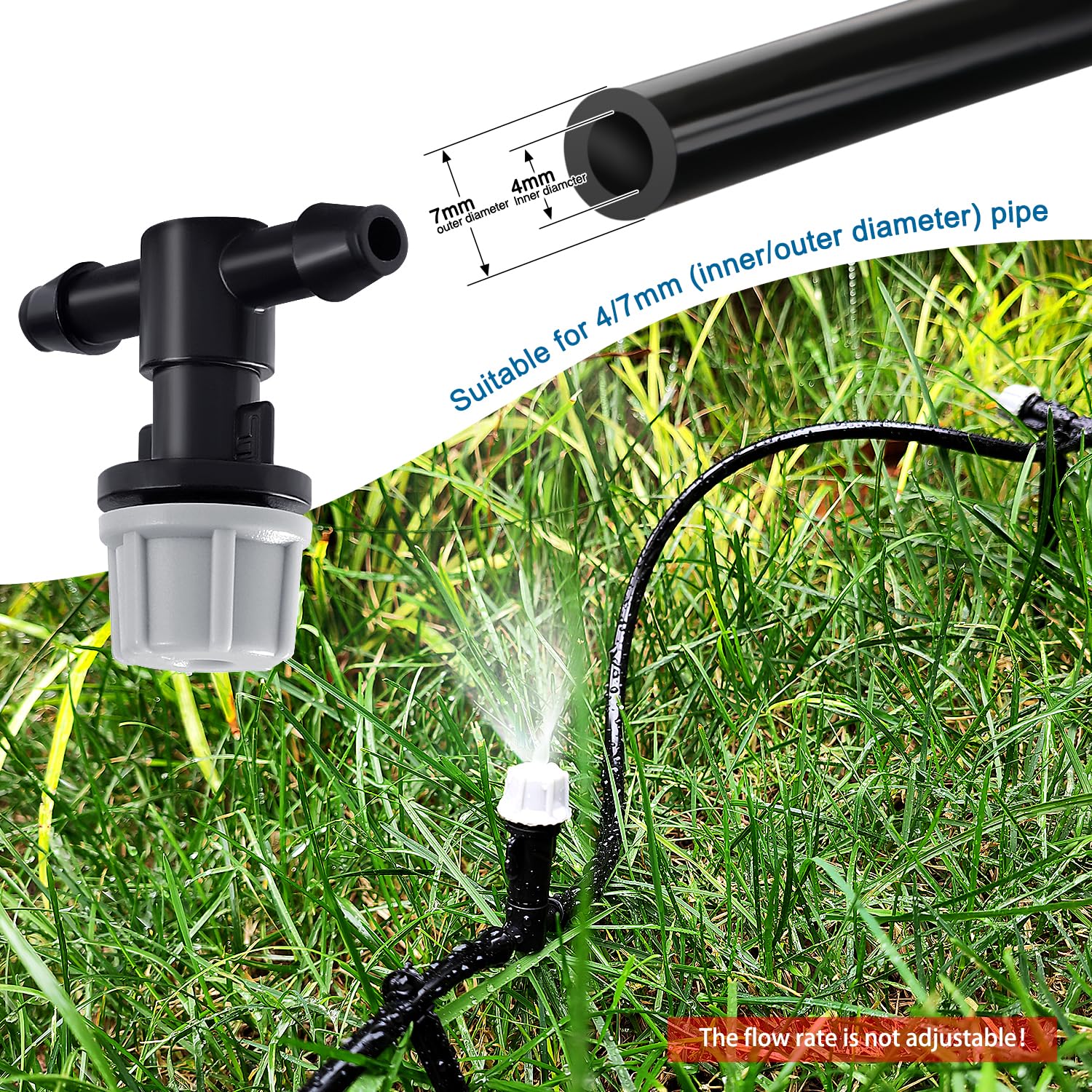 VooGenzek 30 PCS Irrigation Dripper Sprinklers, Micro Emitter Drippers Tee Joint, for 4/7mm Garden Hose - Image 3
