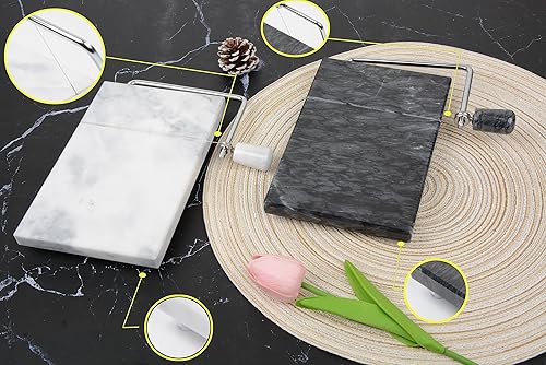 Miniatura 8 de Rebanadora de queso de mármol, rebanadora de queso antiadherente, plato pulido de queso de mármol para rebanar queso, mantequilla, alimentos suaves