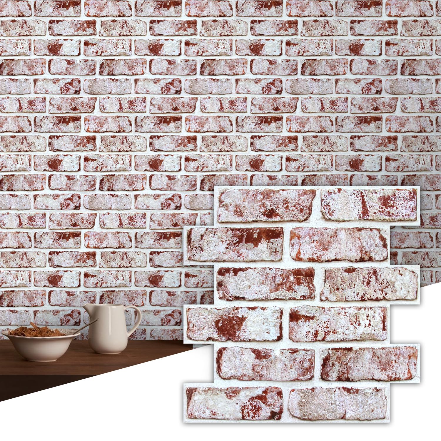 Commomy Paneles de ladrillo 3D para ocultar imperfecciones en paredes de la cocina o el baño