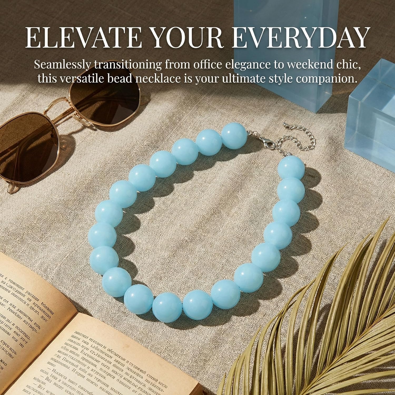 Colorful Chunky Beaded Necklace for Women Acrylic Bead Choker Necklaces Fashion Large Round Beads Necklaces for Women Handmade Summer Jewelry