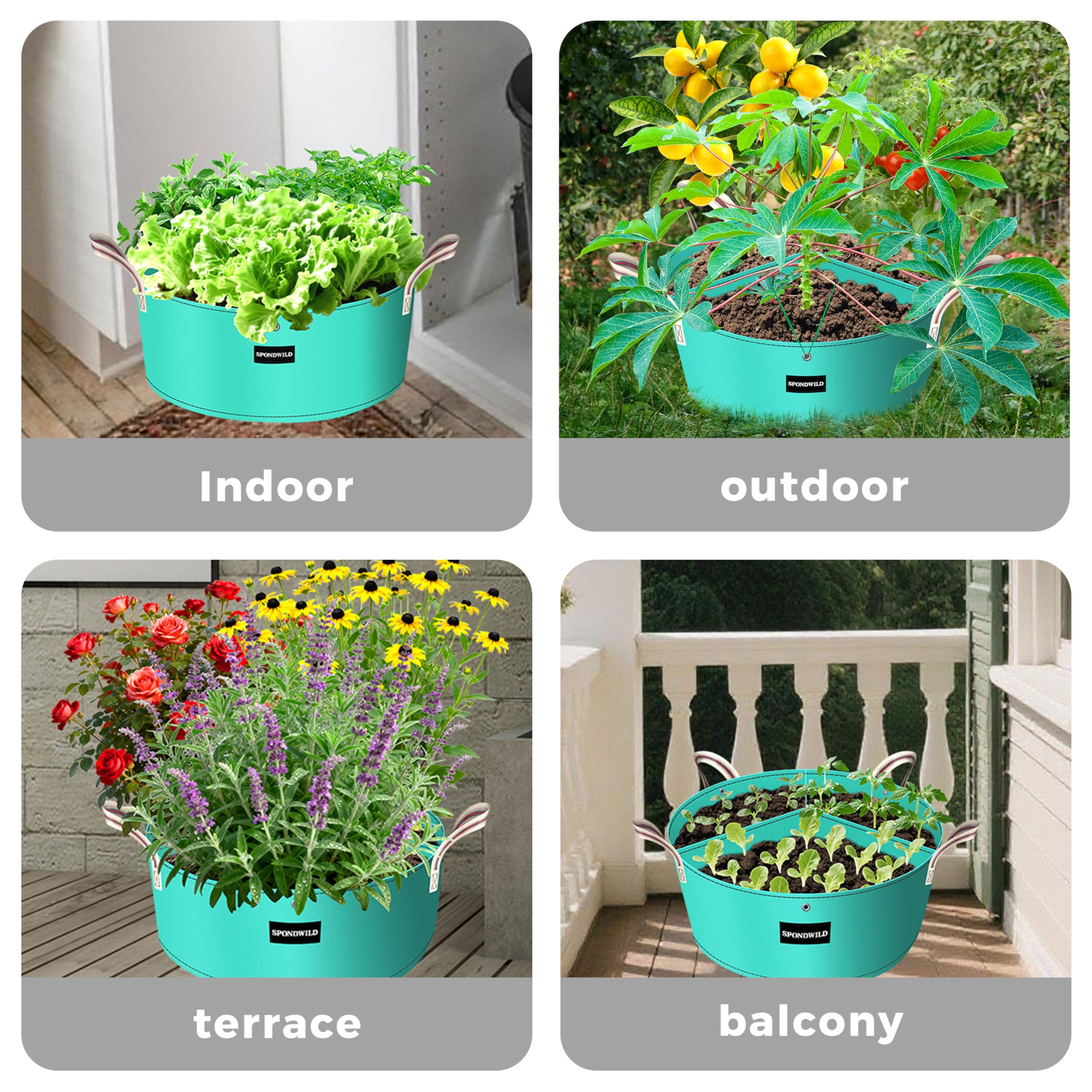 Lot de 2 Sacs de Culture 379 L 3 Compartiments, PE épais avec Trous de Drainage et Fixation, réutilisables pour Pommes de Terre, légumes et Fleurs