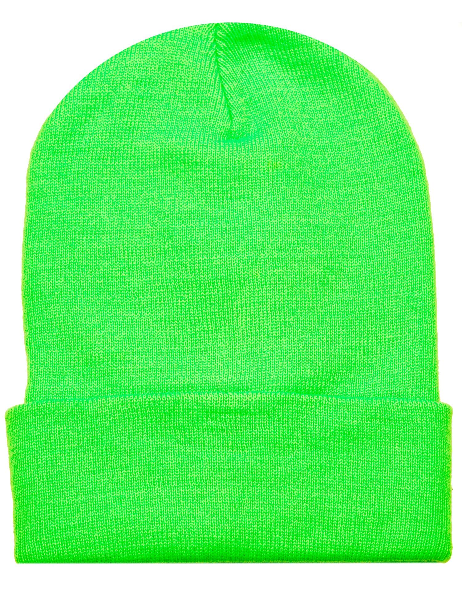 Cap911 Unisex Plain 12 inch Long Beanie - Many Colors (One Size, Neon Green)