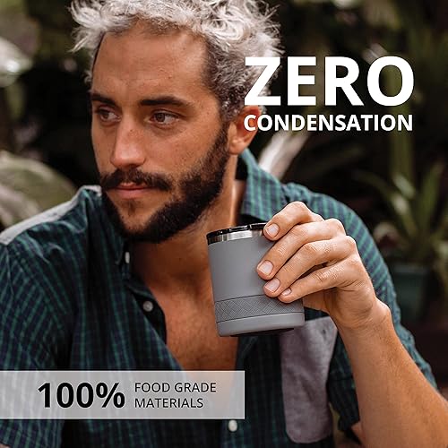 Miniatura 4 de Elemental Vaso de bola baja, taza de acero inoxidable de triple pared de 10 onzas con tapa Tritan no rota, vaso de whisky aislado, taza de café