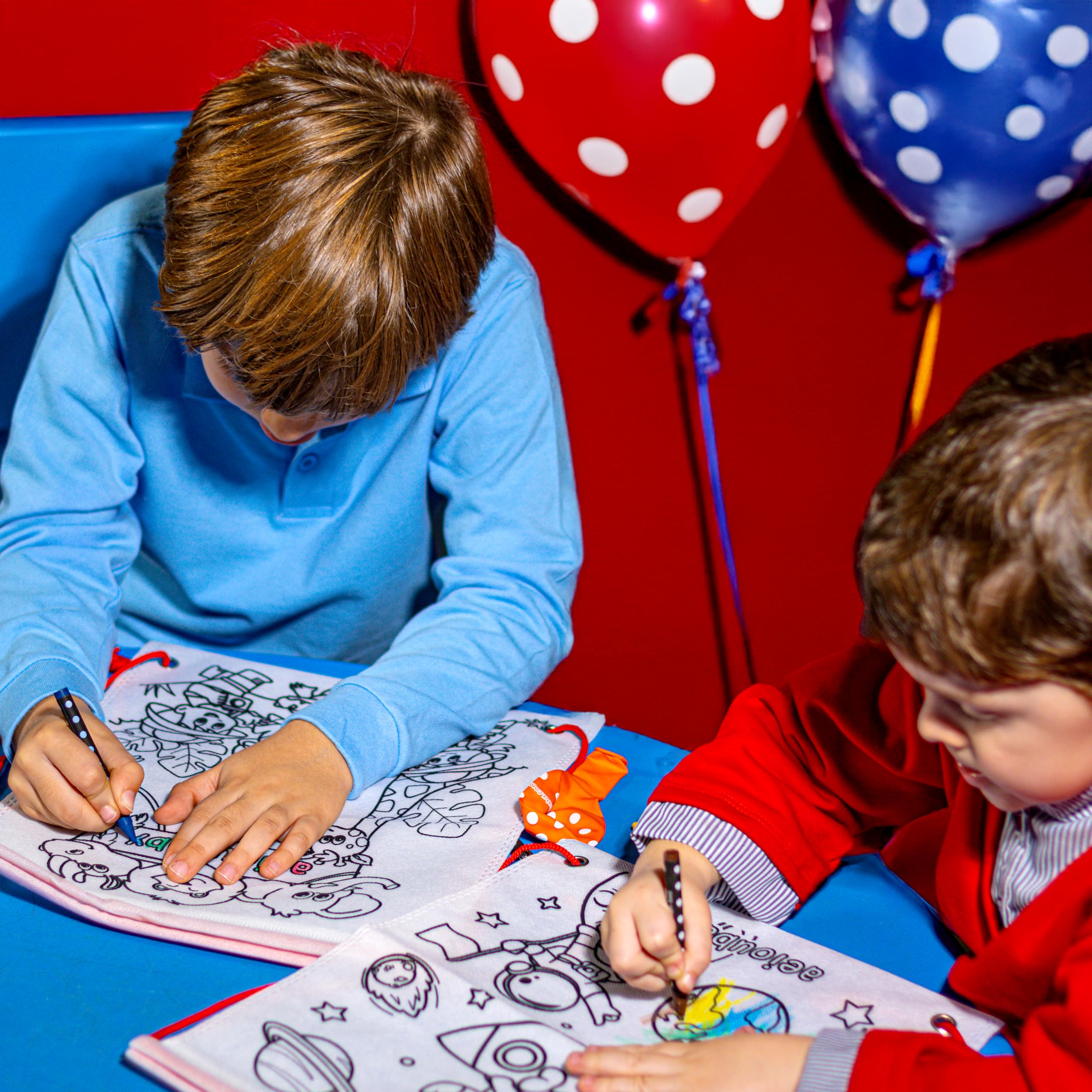 25 Sacs à Dos à Colorier + Sac Réutilisable avec 5 Crayons de Couleur et Ballon | Cadeau pour Enfants Fêtes Anniversaire Animaux