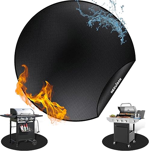 Miniatura 8 de NEZUIBAN Alfombrilla de silicona negra para hoguera, 30 pulgadas redonda para cubierta protectora, patio, césped o campamento al aire libre