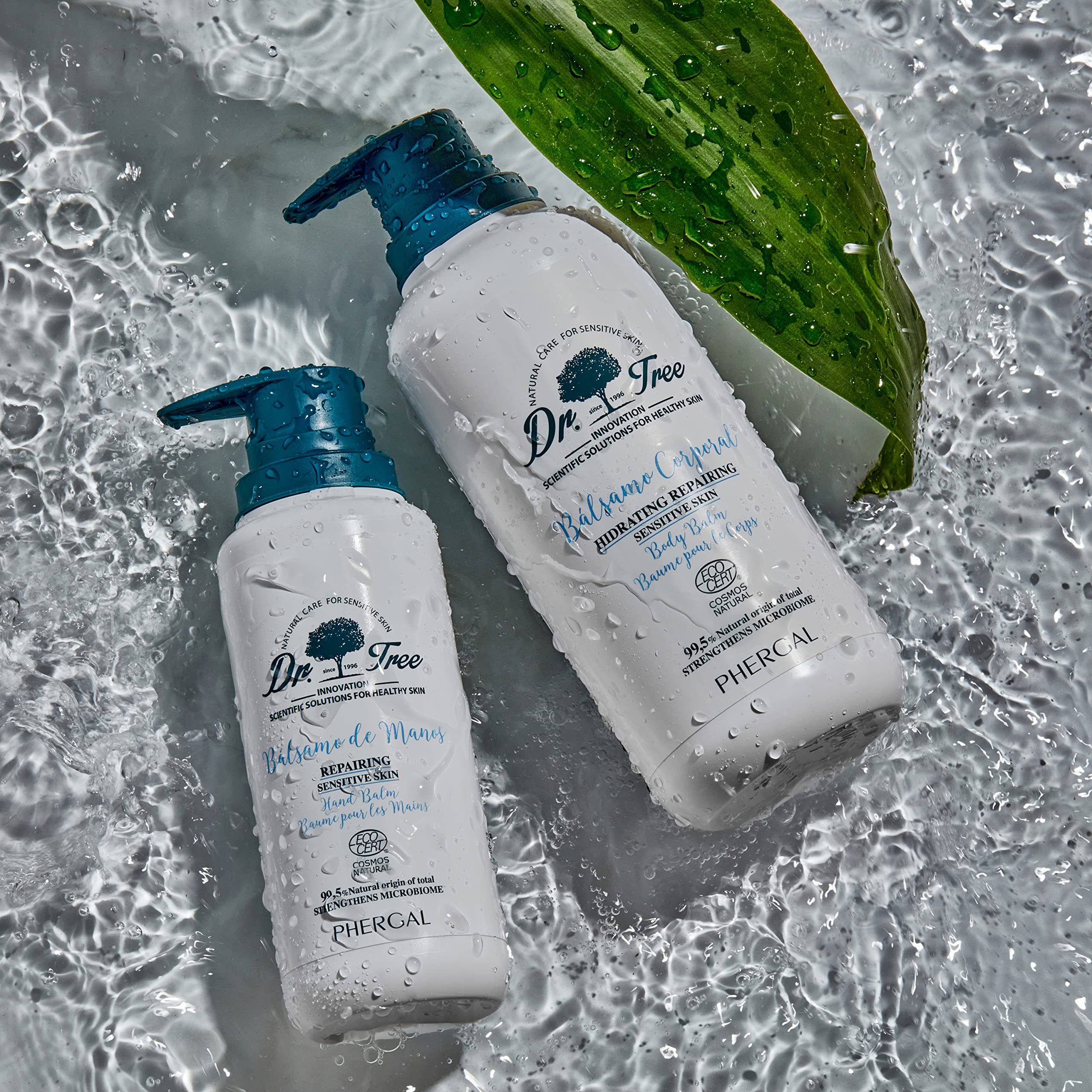 Dr. Tree Bálsamo Corporal Hidratante, Pieles Sensibles, Repara y Nutre, Rápida Absorción, Airless, Sin Sulfatos SLE, SLS, Sin parabenos, Sin siliconas, 99,5% Ingredientes Naturales, ECOCERT