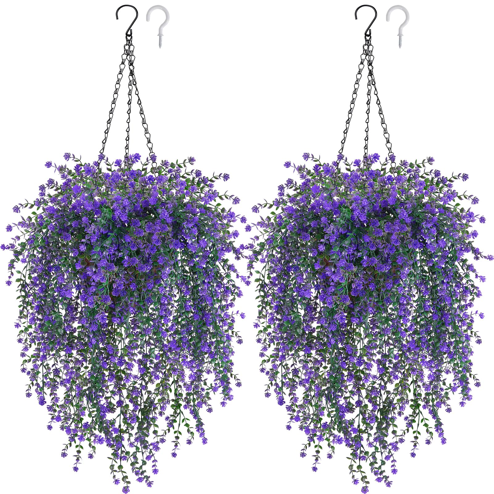 MHMJON 2 Set Artificial Flower Hanging Baskets