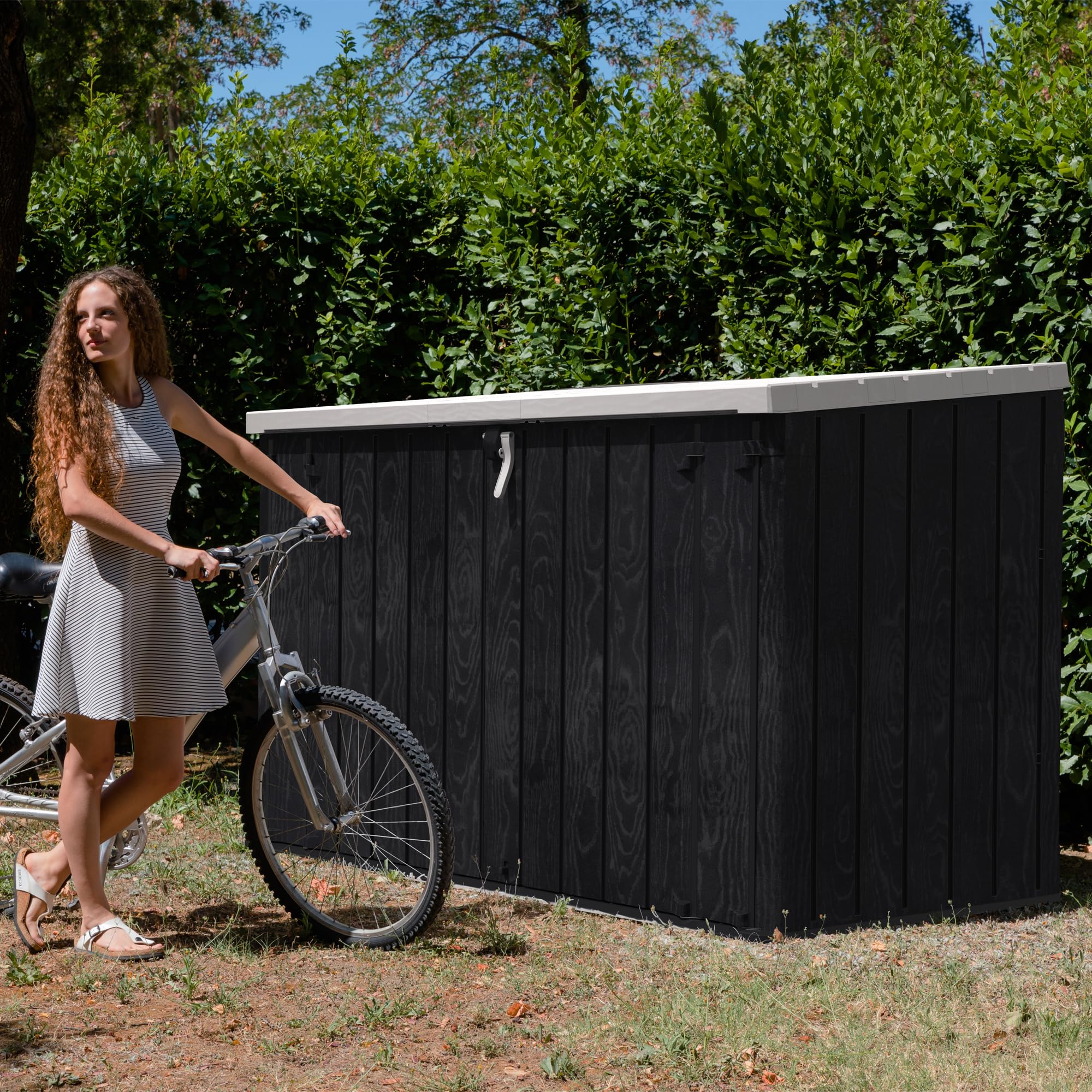 Toomax Stora Way Plus 3XL - Cobertizo para bicicletas con tapa asistida, resistente a los rayos UV, 216 x 109 x 140 cm, 2770 litros