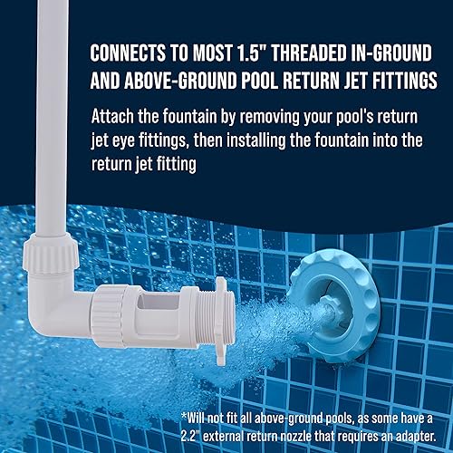 Miniatura 5 de U.S. Pool Supply Fuente de pulverización de cascada en forma de flor para piscina, distancia de espolvoreo ajustable, aireador de pulverización de