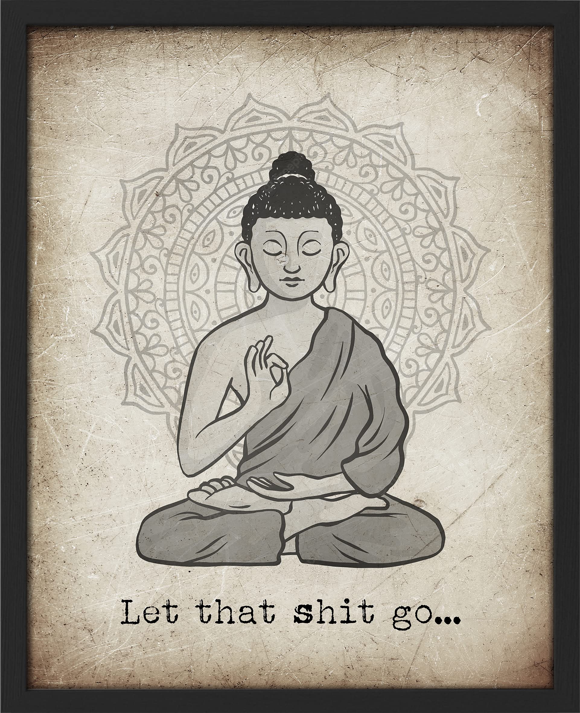 Amazon.com: signwin framed let it go, funny creative meme, spoof, buddha  beige wall art, mute color, zen, calming, mandala art wall decor prints,  meditation wall décor for living room, bedroom - 12