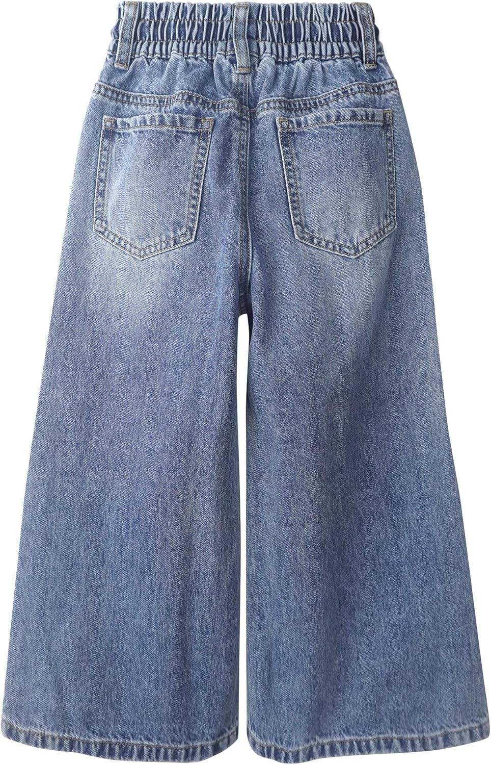 KIDSCOOL SPACE Girls Jeans, 5-14T Wide-Leg Loose Elastic Waist with String Flared Denim Pants - Image 3