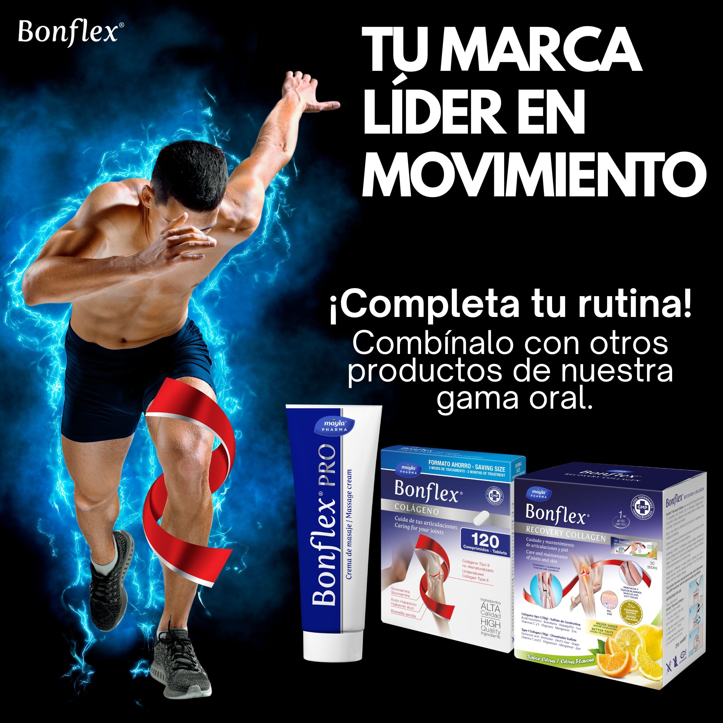 Bonflex Pro Crema 250ml | Ingredientes naturales | Crema con efecto calor |Ayuda a preparar y recuperar las articulaciones y músculos, para protegerlos antes y después de la actividad física.