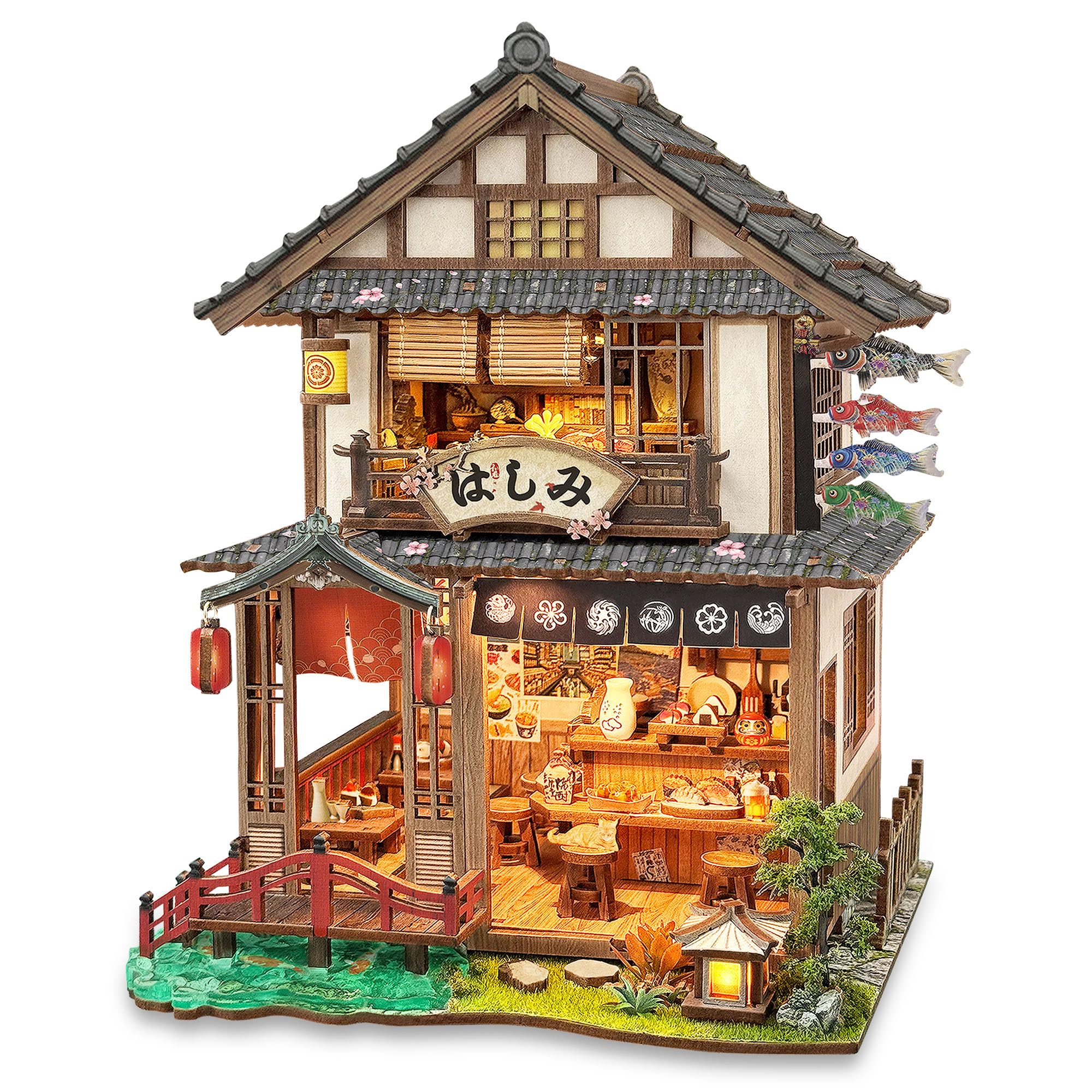Japanese Book Nook Kit for Adults with Lights, Bridgeside Machiya