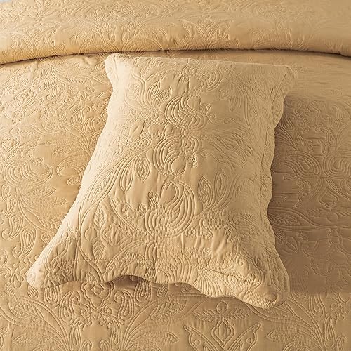 Miniatura 9 de HoneiLife - Colcha bordada tamaño King - Juego de edredón de microfibra de 3 piezas, colchas ligeras, cubrecamas reversibles, funda de cama retro,