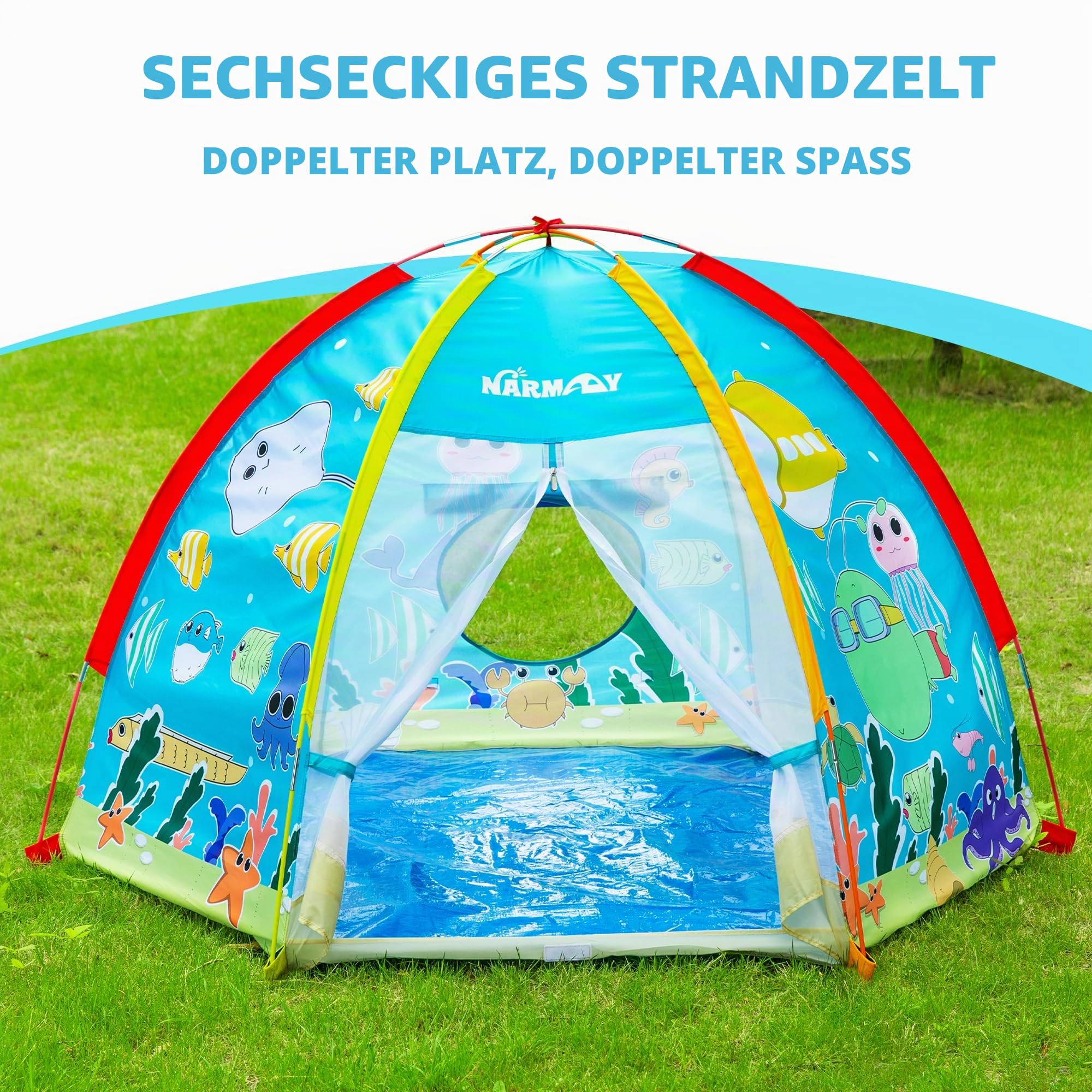 NARMAY® Spielzelt, Ozean-Kuppelzelt für Kinder, Spaß drinnen/draußen – 182 x 152 x 121 cm