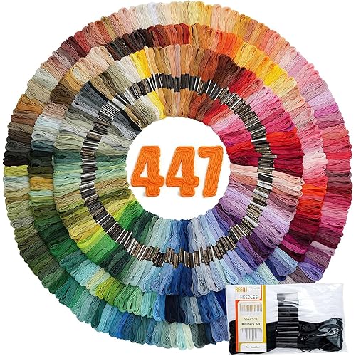 447 Colors Embroidery Floss Complete Set, Friendship Bracelet String, 8.7in 6-Strand Cross Stitch Thread Polyester Embroidery Thread