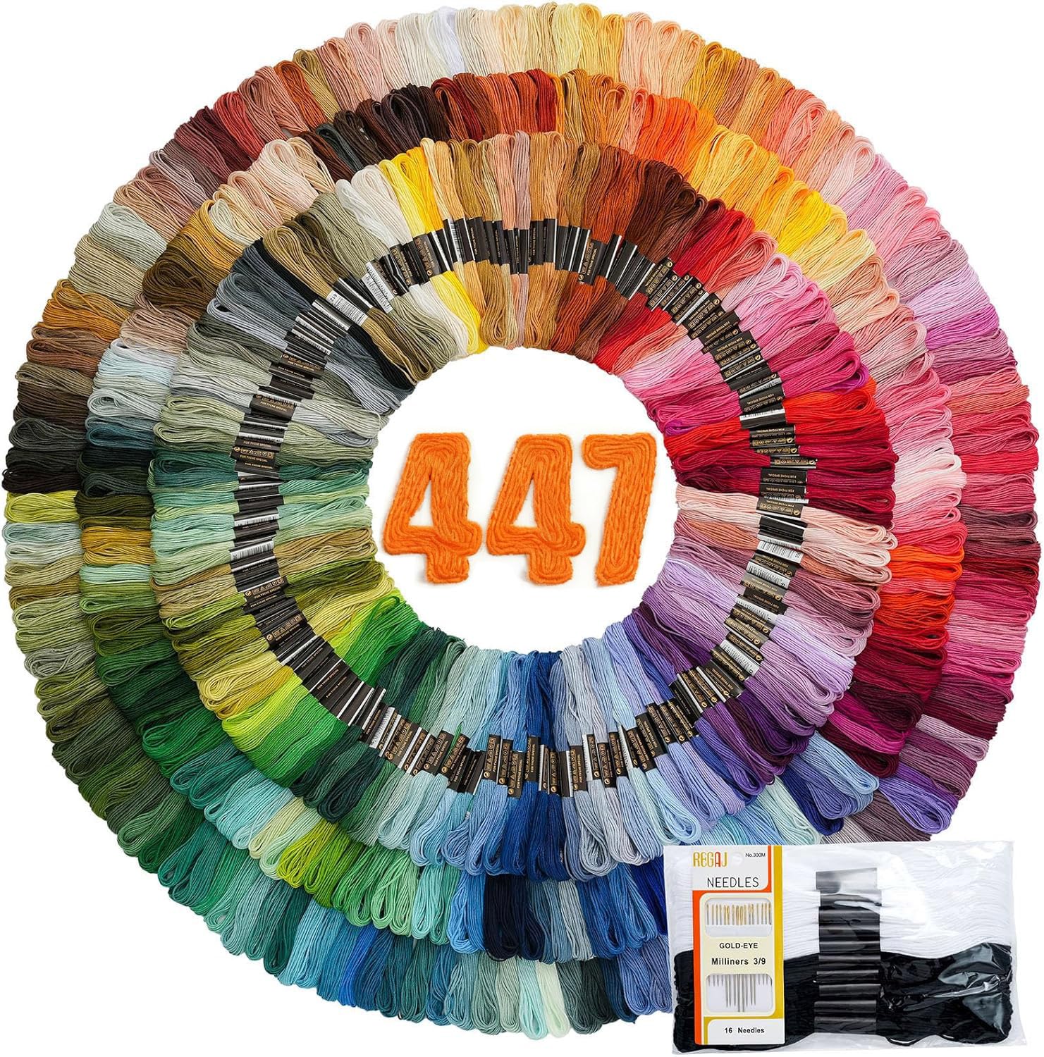 447 colori set completo filo da ricamo, braccialetto dell'amicizia, filo da ricamo in poliestere a 6 fili da 22,1 cm