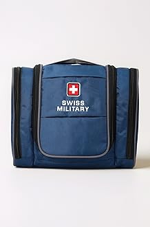 Swiss Military Unisex 5L Water-Resistant Toiletry Bag for Travel with Multiple Compartments, Quick Access Pocket, Durable Zippers, Organizer for Toiletries, Makeup and Essentials Pouch-Blue
