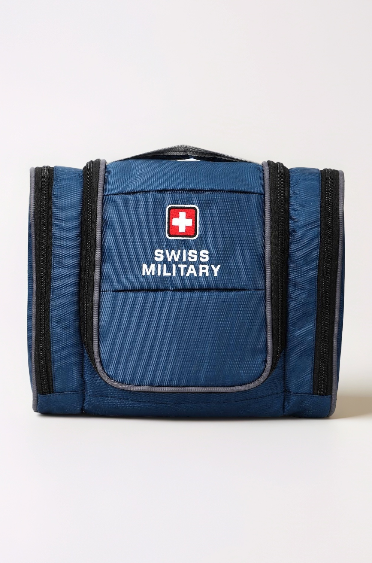 Swiss Military Unisex 5L Water-Resistant Toiletry Bag for Travel with Multiple Compartments, Quick Access Pocket, Durable Zippers, Organizer for Toiletries, Makeup and Essentials Pouch-Blue
