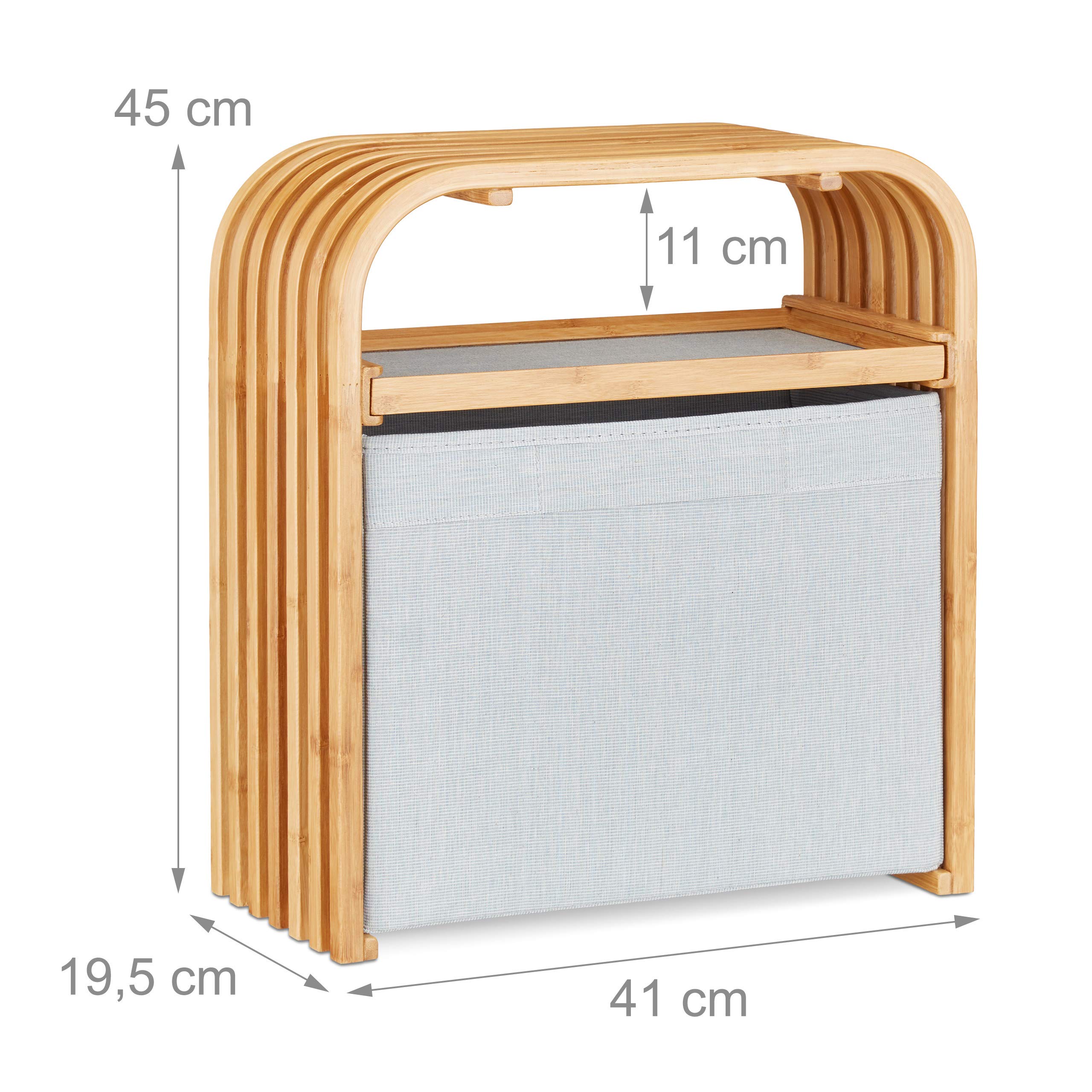 Relaxdays Hocker mit Aufbewahrung, Design Sitzhocker mit Stauraum, schmaler Bambus Holzhocker für die Garderobe, natur, 19.5 x 41 x 45 cm
