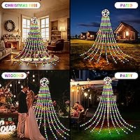 Vista 5 de Decoraciones de Navidad para exteriores, 323 luces LED en cascada, 8 modos de iluminación, luces de Navidad impermeables para exteriores