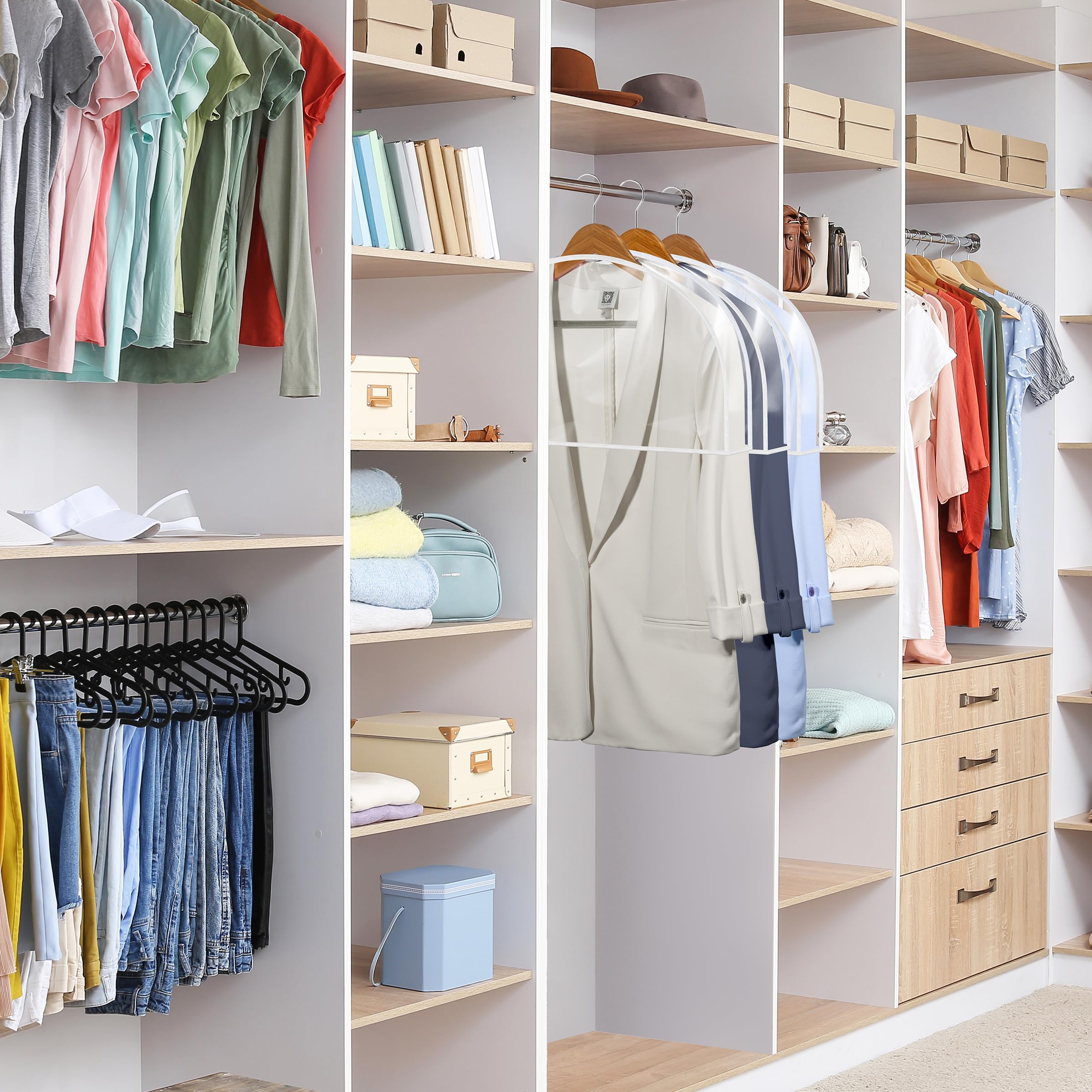 新品未開封♪　hide closet collection Amazon.com: Clear Vinyl Shoulder Covers Closet Suit Protects