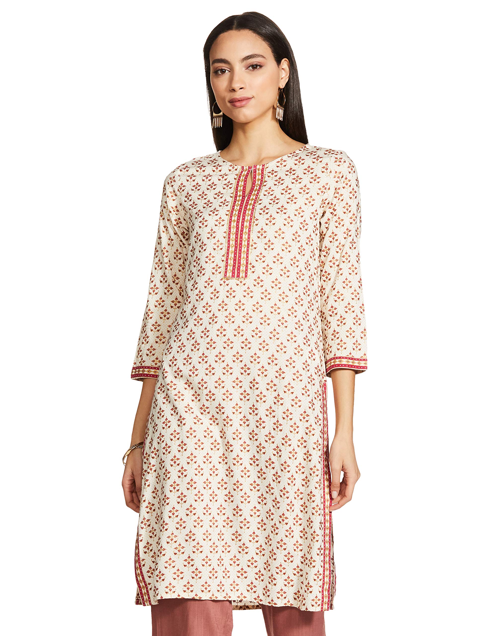 global desiWomen's Synthetic Checkered Regular Kurta