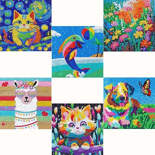 Sloikey Kits de pintura de diamantes para niños de 6-8-9-12 años y principiantes, kits de arte de diamantes por números, kits de artes y