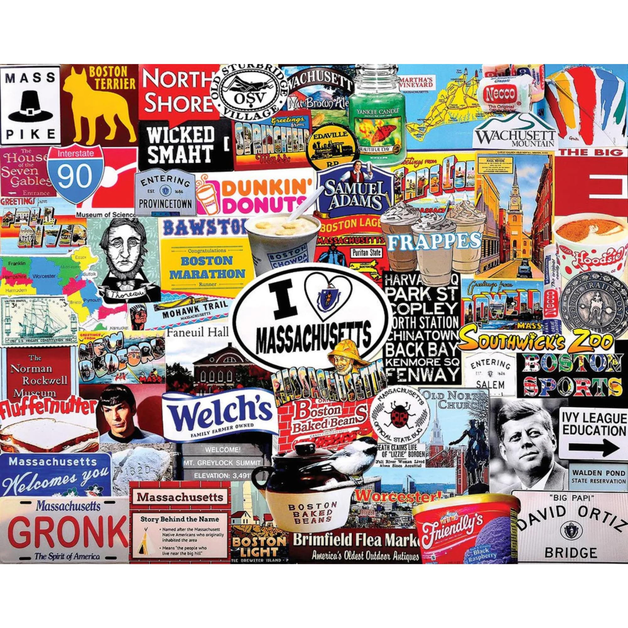 White Mountain Puzzles I Love Massachusetts- 1000 Piece Jigsaw Puzzle